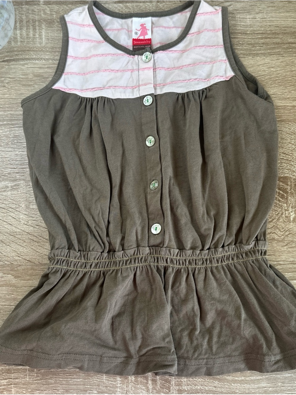 Matilda Jane x Serendipity Neapolitan Girls 6 Olive Green Peplum Top